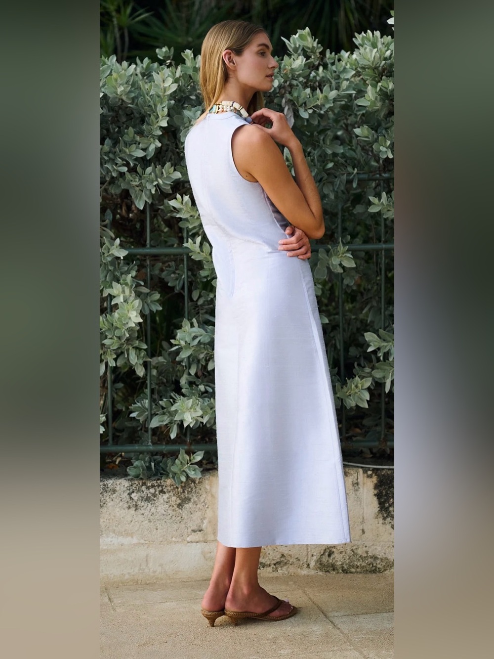 NWT Julia AMORY Slim Jane Dress Dupioni Silk White “Blanc” | M - Picture 4 of 8